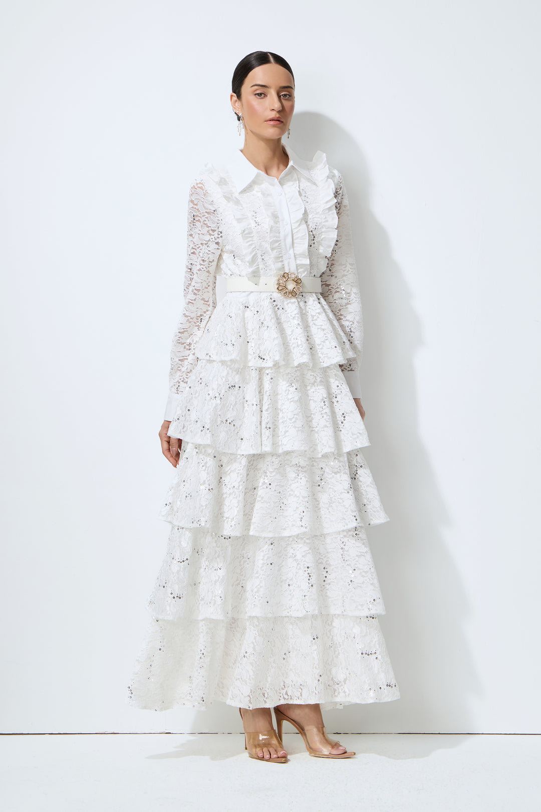 Rückenansicht: Maxikleid mit Knopfleiste – KYMA