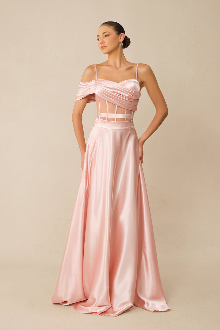 Model wearing Sweet Aura Pink Corset Top
