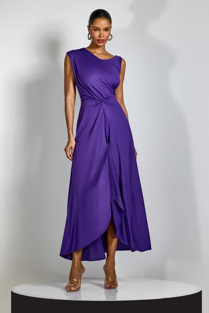Veleda Maxikleid mit asymmetrischem Neckholder und Drapierung - KYMA