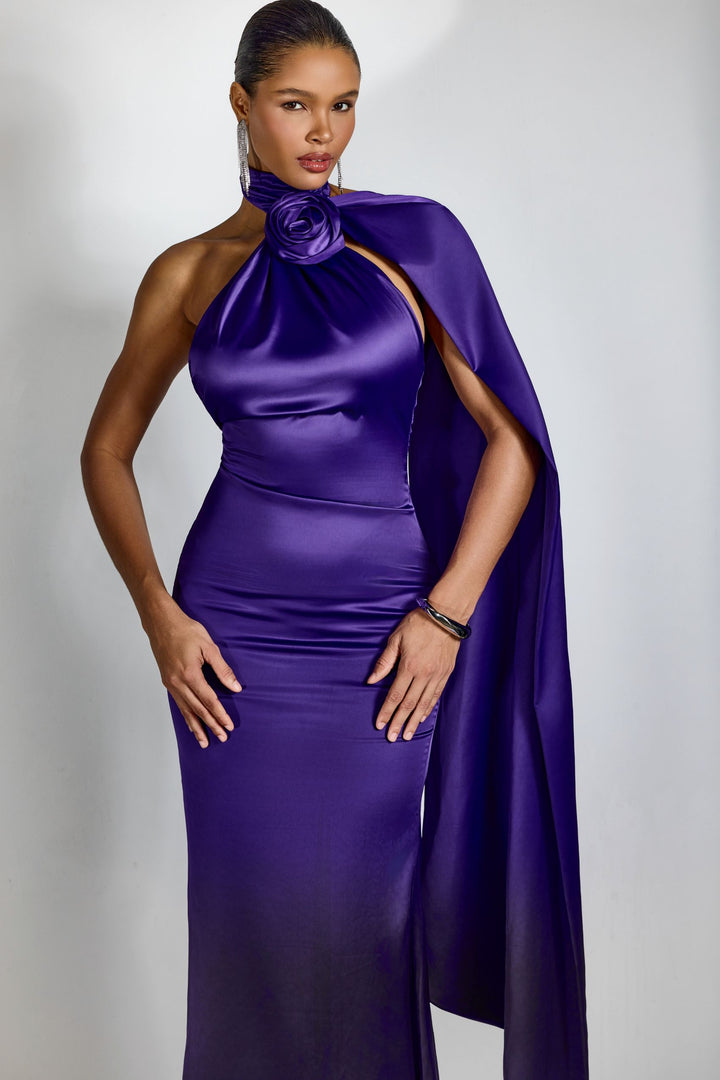 Verna eleganter Blumen-Maxikleid aus Satin – KYMA
