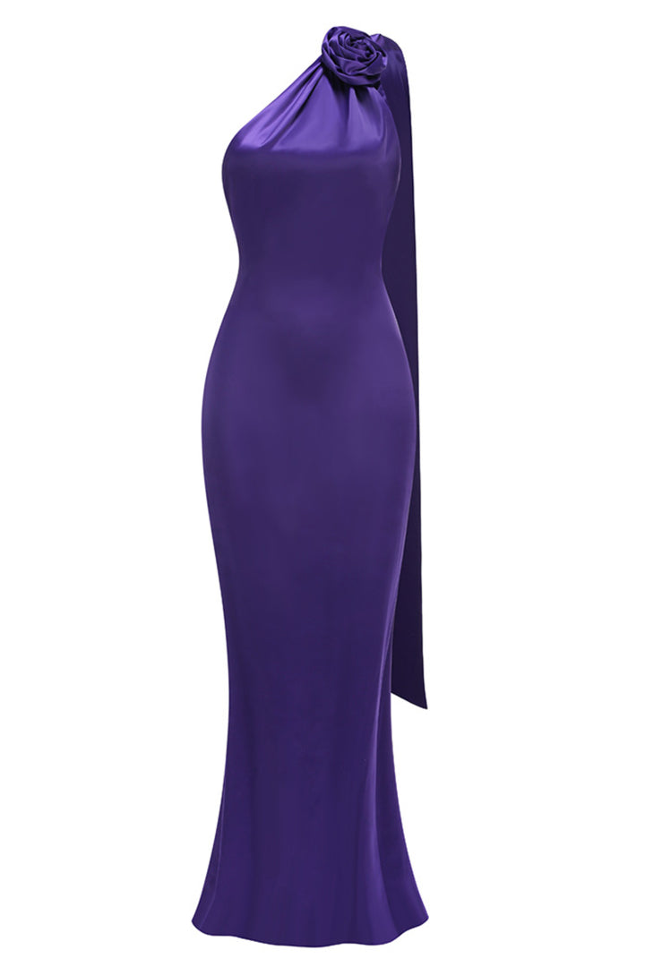 Verna eleganter Blumen-Maxikleid aus Satin – KYMA