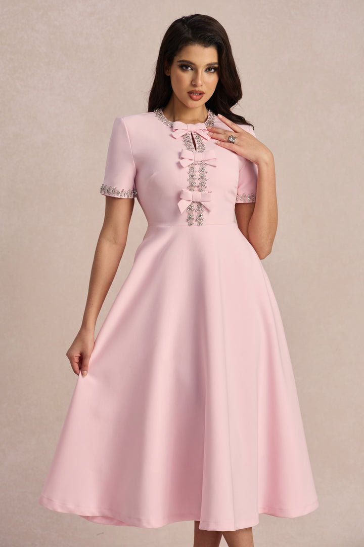 Zoe Midikleid mit Kristallverzierung, Detailansicht - KYMA