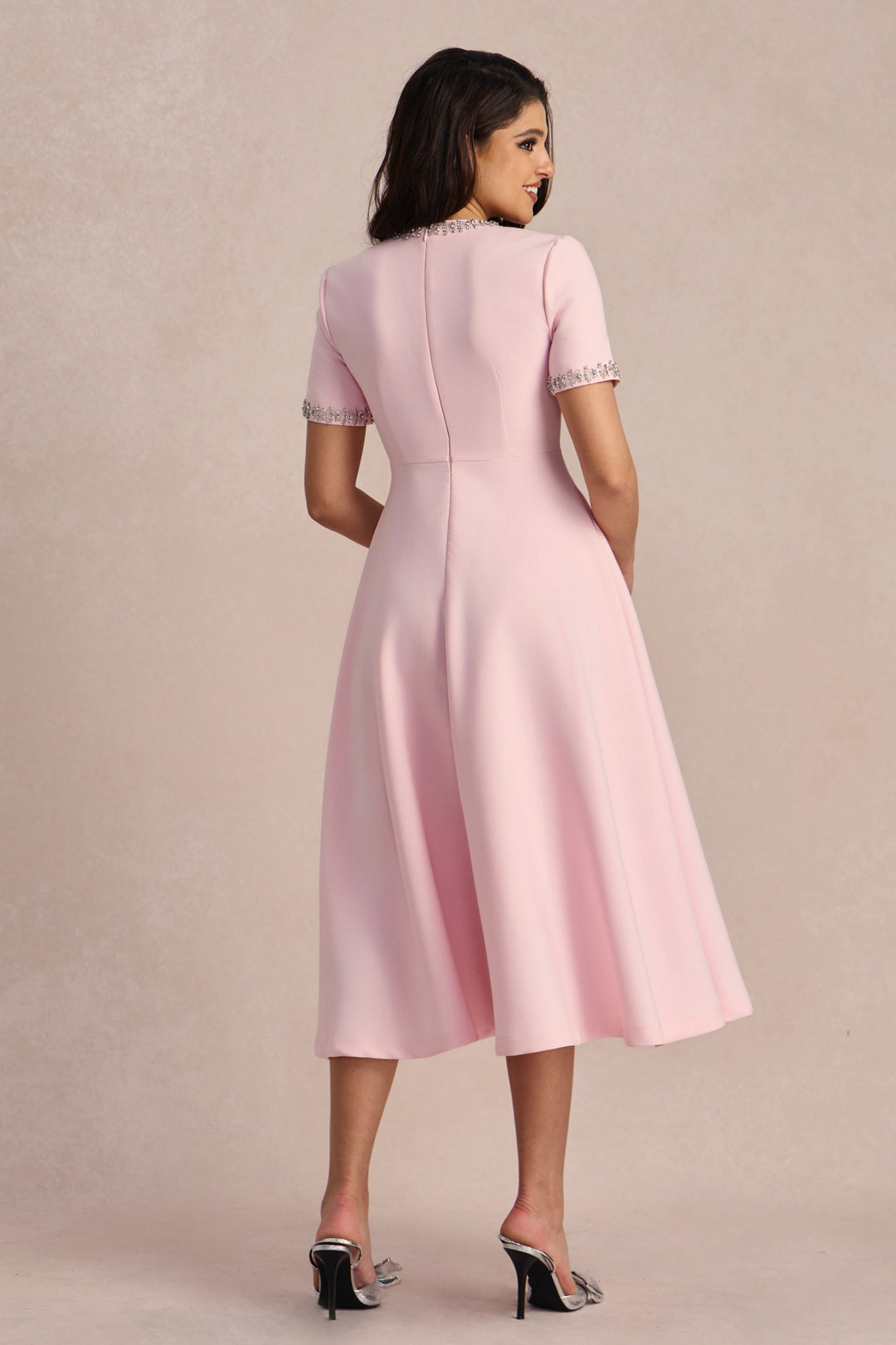 Zoe MIDI-KLEID MIT KRISTALLBESATZ UND SCHLEIFEN-DETAIL