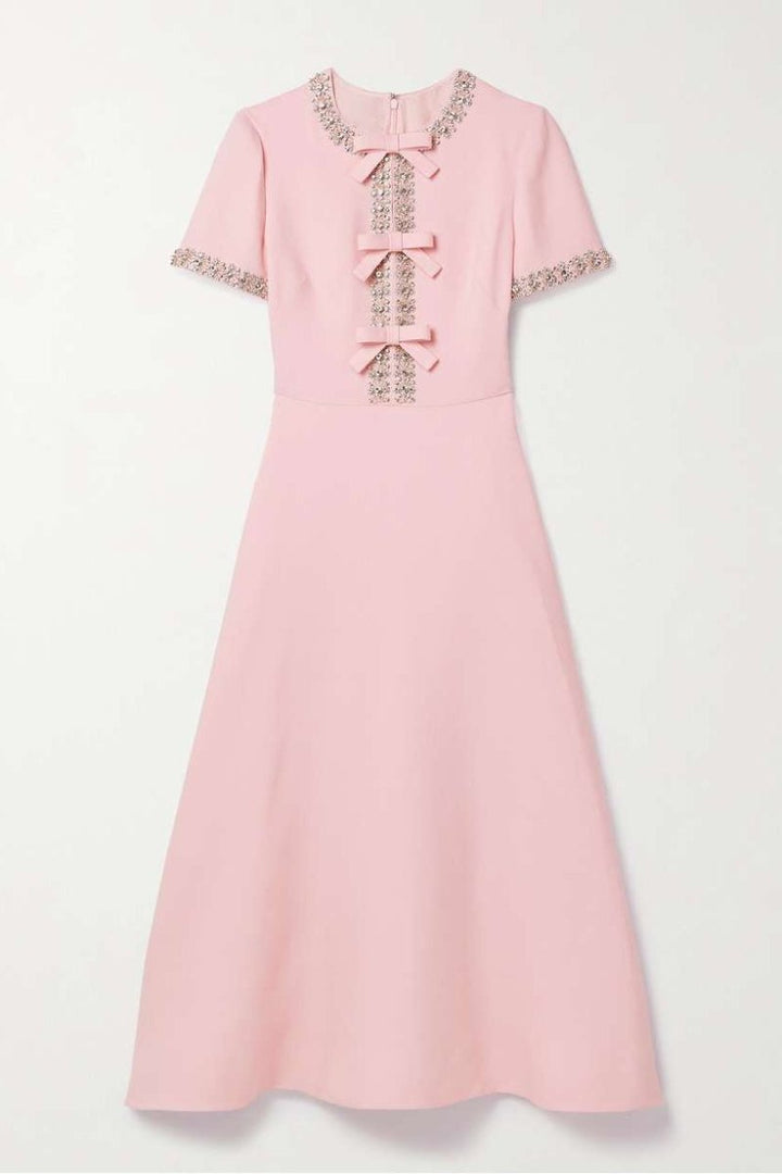 Zoe MIDI-KLEID MIT KRISTALLBESATZ UND SCHLEIFEN-DETAIL